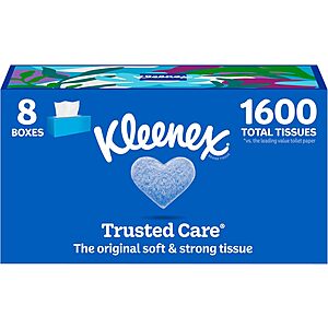 [SnS, AC] $11.37 | 8-Pack 200-Count Kleenex Trusted Care Facial Tissues at Amazon