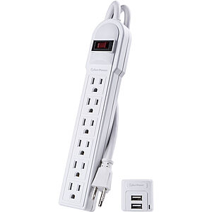 6-Outlet CyberPower Surge Protector w/ 2x USB-A Ports $6.95 + Free S&H