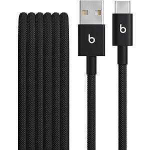 5' Beats USB-A to USB-C Woven Charging Cable (Bolt Black) $5