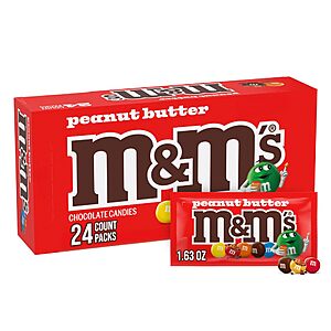 24-Ct 1.63-Oz M&M's Peanut Butter Chocolate Candy Singles $15.15 w/ S&S