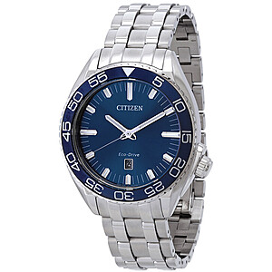 42mm Citizen Men's Carson Eco-Drive Blue Dial Stainless Steel Watch