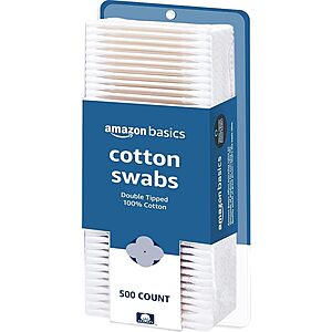 Prime Members: 500-Ct Amazon Basics Double Tipped Cotton Swabs $2.15 w/ S&S + Free S&H