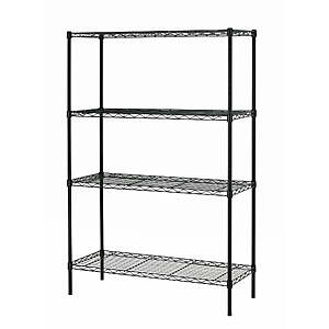 BestOffice 4-Shelf Adjustable Metal Wire Storage Rack (Black, 54"x36"x14") $35 