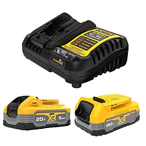 DeWALT 20V MAX XR POWERSTACK Battery Starter Kit (5Ah + 1.7Ah + Charger) $134 + Free S&H