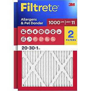 Select Accts: 2-Pk Filtrete Allergens & Pet Dander HVAC Air Filters (20x30x1") $11.65 w/ S&S & More