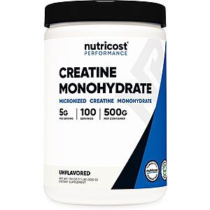 Select Accounts: 17.9-Oz Nutricost Micronized Creatine Monohydrate Powder $12.45 w/ S&S