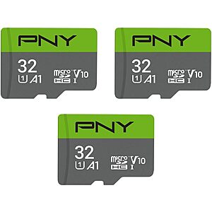 3-Pk 32GB PNY Class 10 U1 microSDHC Flash Memory Cards $25 
