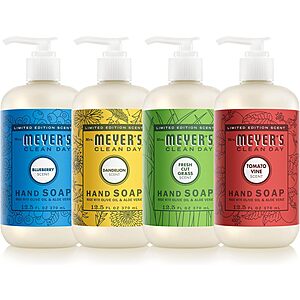 4-Pk 12.5-Oz Mrs. Meyer's Clean Day Summer Liquid Hand Soap Set $14.35 w/ S&S