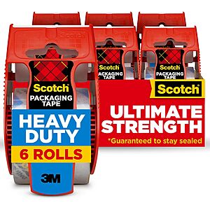 6-pk 1.88" x 22.2yd Scotch Heavy Duty Shipping Packing Tape Dispensers