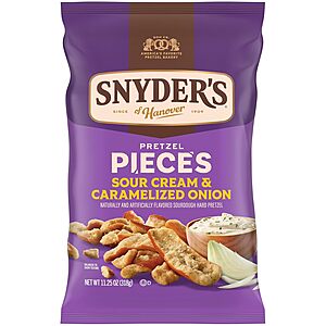 11.25-Oz Snyder's of Hanover Pretzel Pieces (Sour Cream & Caramelized Onion) $2.70 w/ S&S
