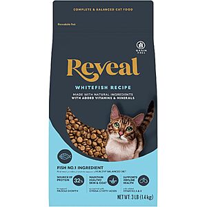 Select Accounts: 3-lb Reveal Grain Free Complete Dry Cat Food (Whitefish) $4.20 w/ S&S