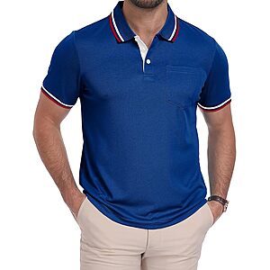 ZITY Men’s Moisture-Wicking Polo Shirt w/ Pocket (various) $9 