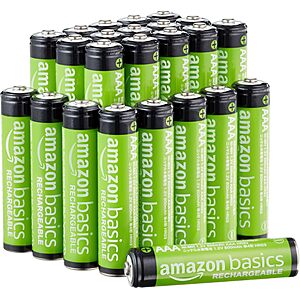 24-Ct Amazon Basics AAA 800mAh NiMH Rechargeable Batteries $12.50 w/ S&S
