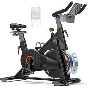 CURSOR FITNESS Magnetic Resistance Stationary Exercise Bike (Black/Orange) $142 + Free S&H