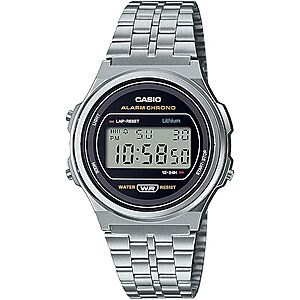 37.7mm Casio Vintage Stainless Steel Watch w/ LED Illumination & Stopwatch $24.80 