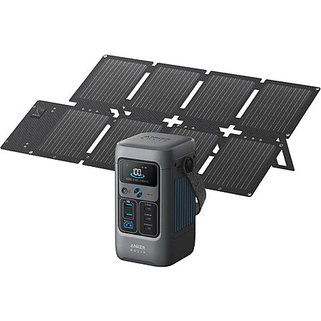 Anker SOLIX C200 DC 192Wh LiFePO4 Portable Power Station + 60W Solar Panel