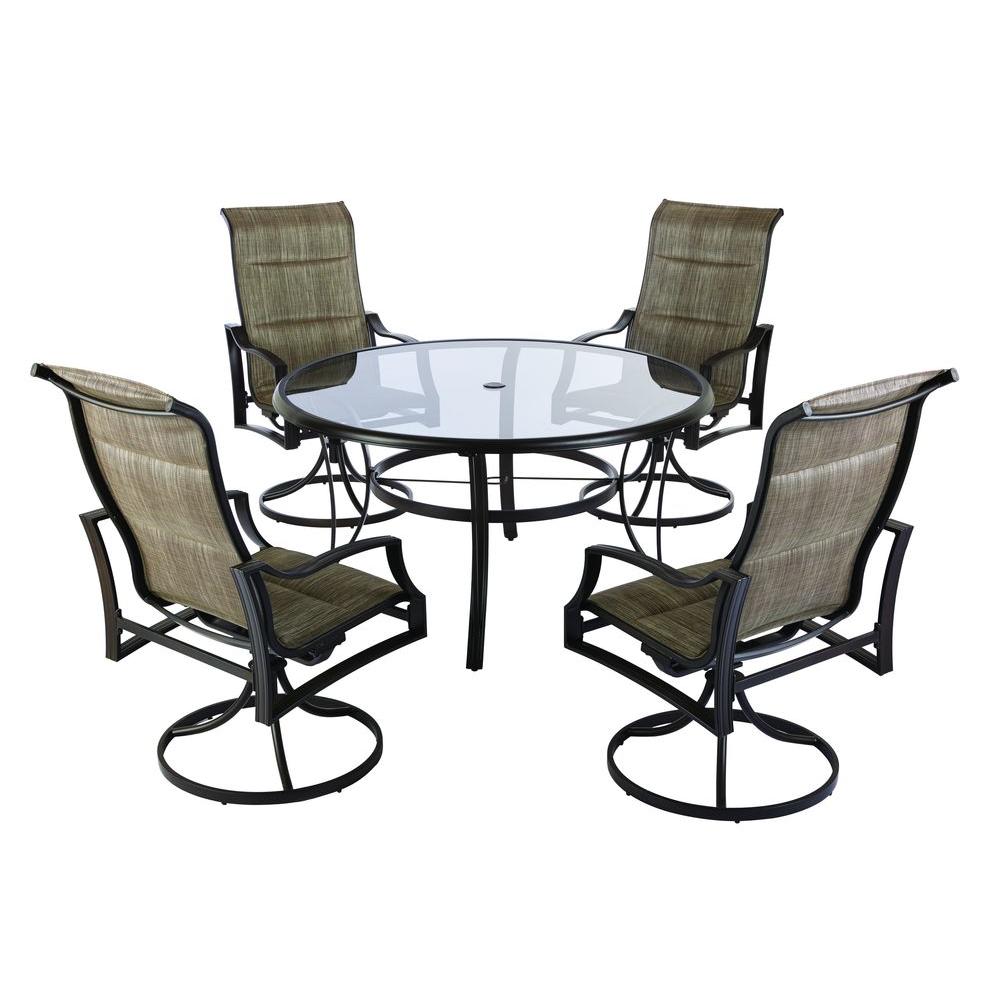 5 Piece Hampton Bay Statesville Padded Sling Patio Dining Set W