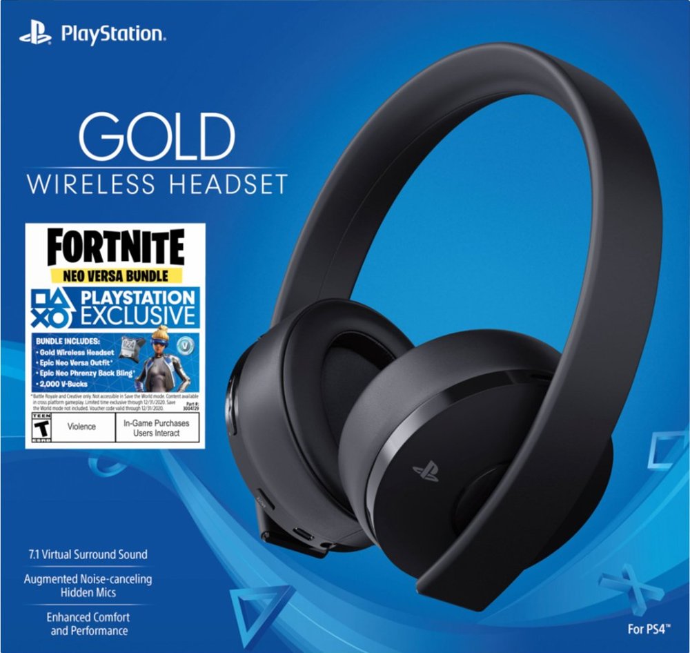 Playstation Gold Wireless Gaming Headset Fortnite Bundle Black