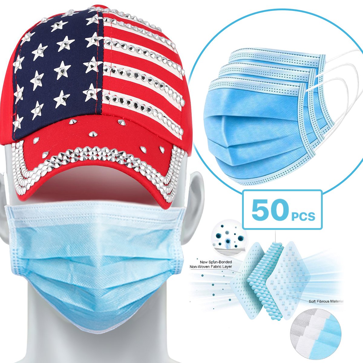 50-Count 3-Ply Disposable Face Masks $3.99
