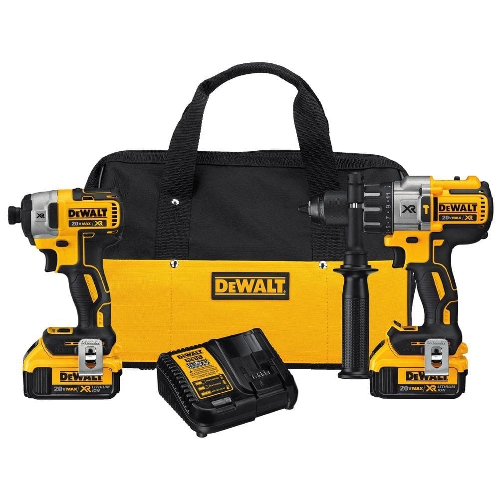 DeWALT 20V MAX XR Brushless Hammer Drill/Impact 2 Tool Combo Kit + (2) 4.0Ah Batteries and Charger DCK299M2 - $299
