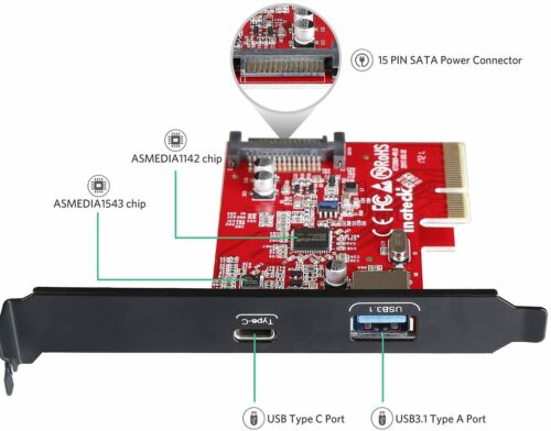 $12.87 Inateck PCIe USB 3.1 Gen 2 PCI Express Expansion Card (Type A + Type C) (Damaged Box)
