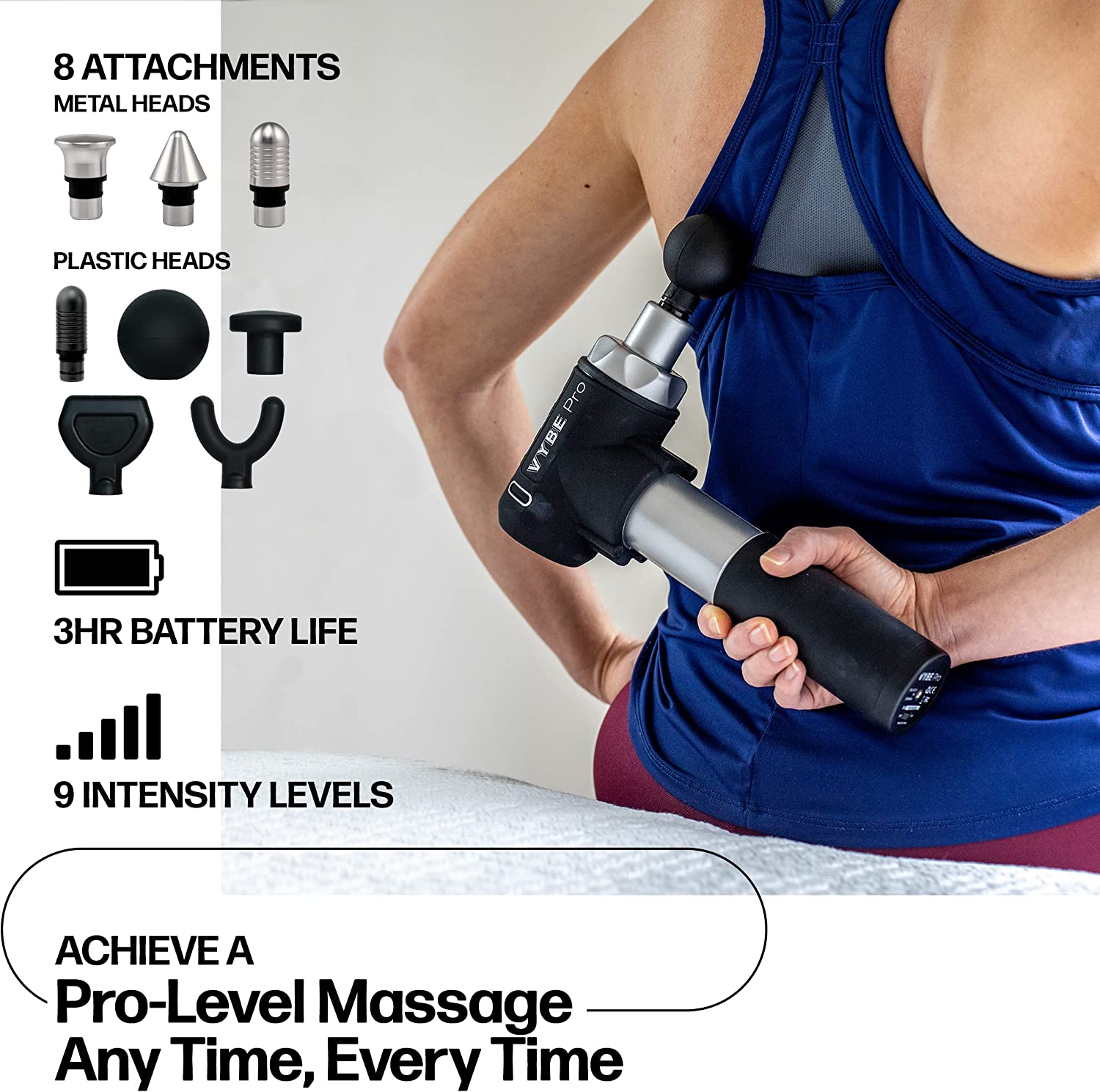 VYBE Pro Percussion Muscle Massage Gun w/8 Attachments + Extra Item - $38.30