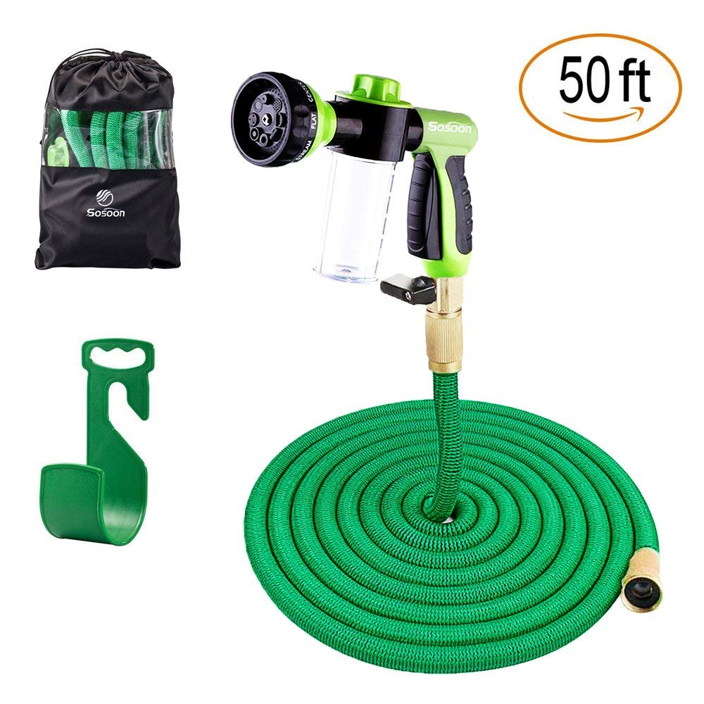 50 Feet Garden Hose, Expanding Extra Strength Stretch Material Water Hose with All Brass Connectors $14.99