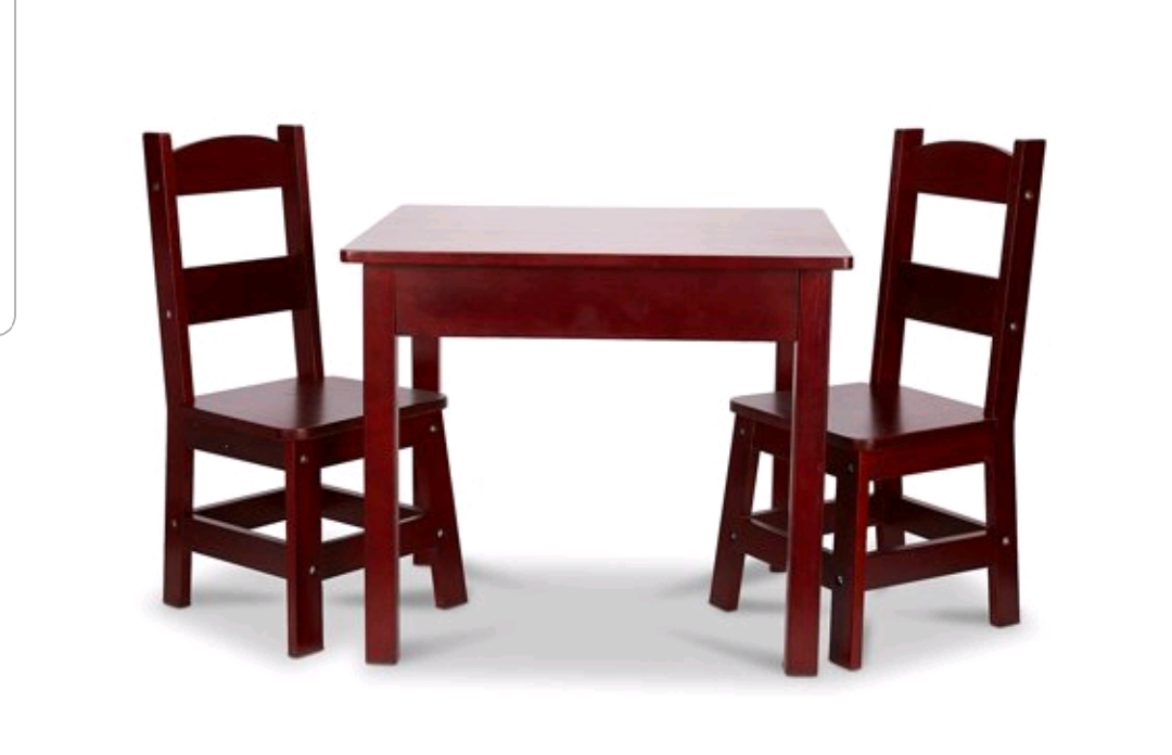 Melissa Doug Solid Wood Table Chairs Kids Furniture Sturdy