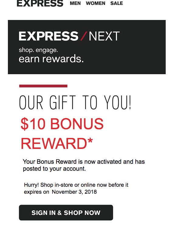 Free $10 Express Rewards