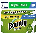 Bounty Select-a-Size Paper Towels, 6 Triple Rolls, White with $4 Walmart cash back.  - $16.94