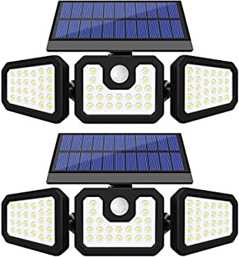 Solar Motion Sensor Light, 3 Head Security Lights Outdoor 74 LEDs Flood Lights 270° Sensor Angle IP65 Waterproof for Porch Garden Patio Yard Garage Pathway $25.99