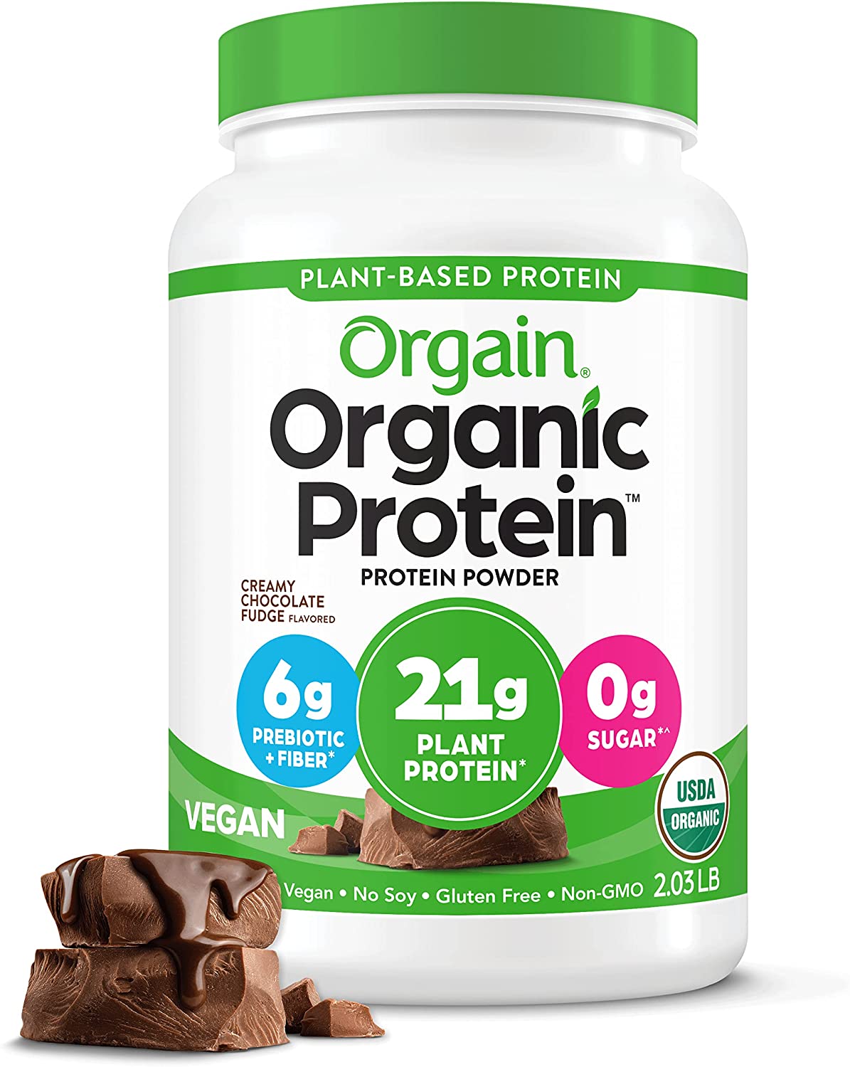 Orgain Organic Vegan Protein Powder - Creamy Chocolate Fudge, 2.03lbs