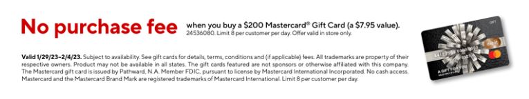 At Staples - No Purchase Fee when you buy a $200 Mastercard Gift Card In Store Only (a $6.95 value) - from 1/29-2/4 - Limit 8 per customer per day