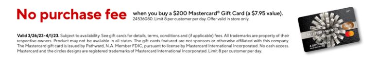 At Staples - No Purchase Fee when you buy a $200 Mastercard Gift Card In Store Only (a $6.95 value) - 3/26-4/1 - Limit 8 per customer per day