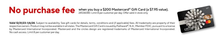 At Staples - No Purchase Fee when you buy a $200 Mastercard Gift Card In Store Only (a $7.95 value) - Starts from 12/31-1/6- Limit 8 per customer per day