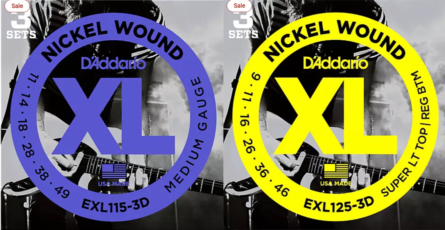 D'Addario EXL Electric Guitar Strings 3-Pack $10 (29% off) or $9.20 w Rewards + Free S&H - Musician's Friend