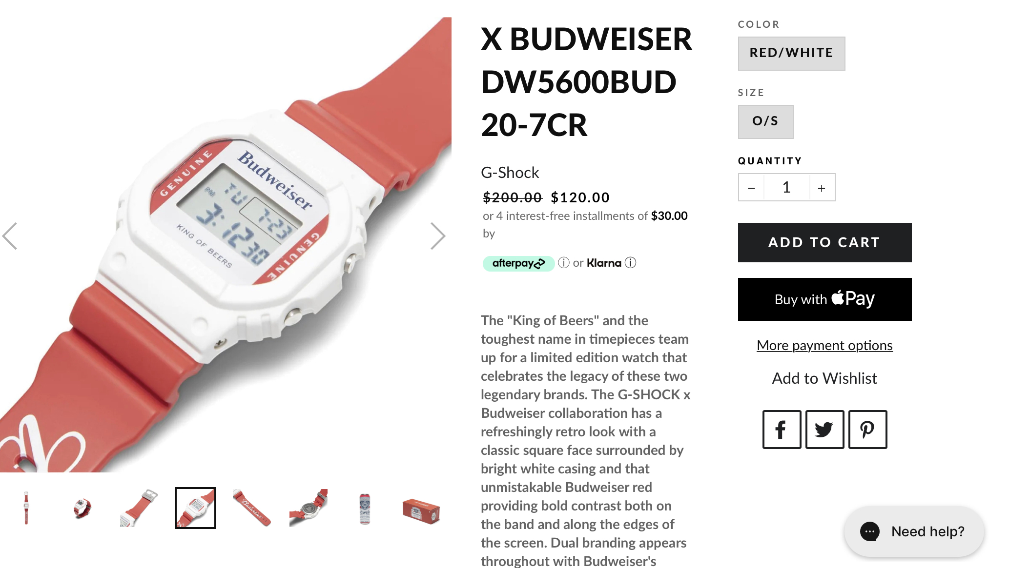 G-shock Budweiser Watch $108