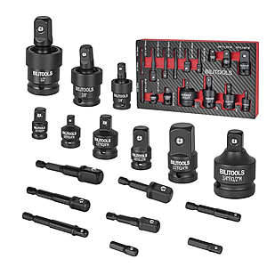 BILITOOLS Socket Adapter Set 17 Piece includes Reducer, Universal Joint Socket Set, Drill Adapter 1/4" 3/8" 1/2" $33.29