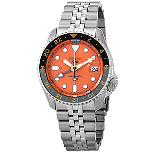 42.5mm Seiko 5 Sports GMT Orange Dial Automatic Men's Watch $301.15 + Free S&H
