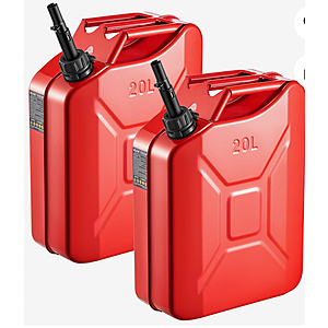 Newly Upgraded Oil-Tight！VEVOR Metal Fuel Container, 5.3 Gallon, Fuel Jerry Can with Spout and Comfort Handle 2 PACK $42.41