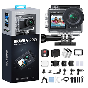 AKASO Brave 4 Pro Action Camera 4K 30fps Waterproof Underwater Camera | 20MP, EIS, 5X Zoom, Slow Motion, Touch