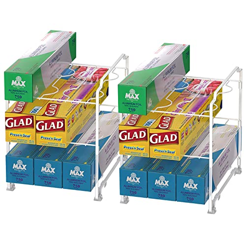 NEX Kitchen Wrap Organizer Rack Foil Holder- 2 PACK Stackable, White - From 22 99 to 13 79  with Code $13.79