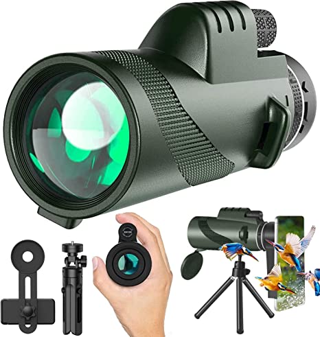 80x100 HD Monocular Telescope for Adults with Smartphone - High Power Monocular with Adapter Lightweight BAK-4 Prism & FMC Lens Monoculars $59.99
