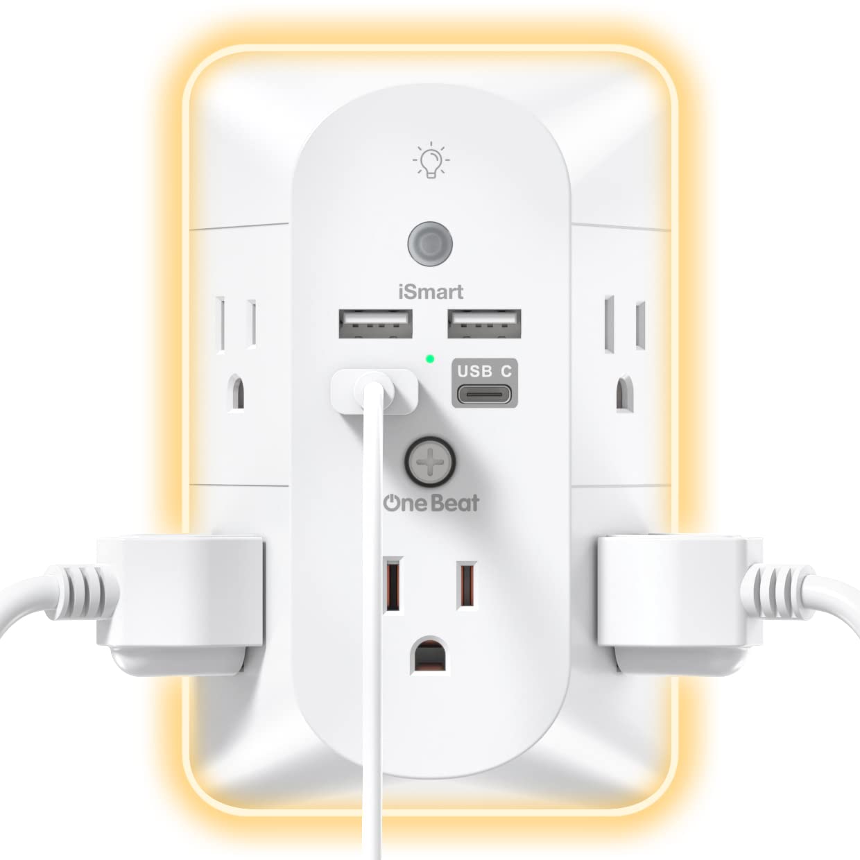 Surge Protector, Outlet Extender with Night Light, Power Strip, 5 Outlet Splitter (3 Side) and 4 USB Charger(1 USB C), USB Wall Charger, Multi Plug Outlets for $12.2