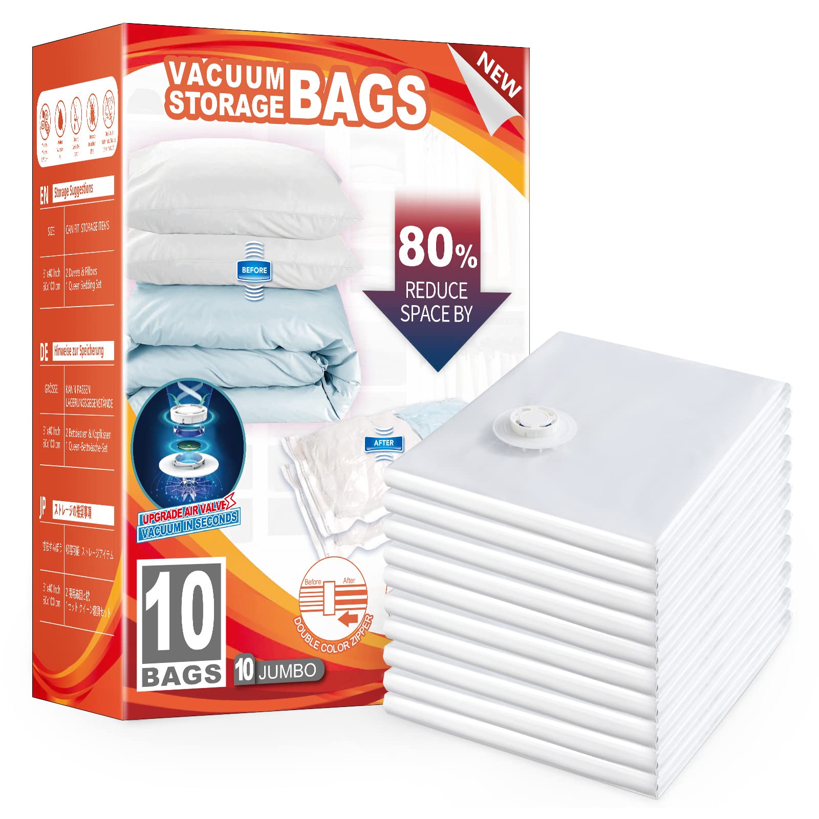 TAILI 10 Pack Vacuum Storage Bags, Jumbo Space Saver Bags 40x31 inch