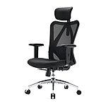 SIHOO M18 Ergonomic Office Chair for Big and Tall People Adjustable Headrest with 2D Armrest Lumbar Support and PU Wheels Swivel Tilt Function Black $149.99