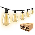 DAYBETTER LED Outdoor String Lights 100FT, Waterproof Patio Lights with 24 Shatterproof Bulbs, Dimmable Hanging Porch Backyard String Lights for Outside $28.19
