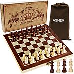 ASNEY Upgraded Magnetic Chess Set, 12” x 12” Folding Wooden Chess Set with Magnetic Crafted Chess Pieces, Chess Game Board Set with Storage Slots $19.54