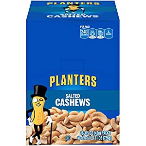 PLANTERS Salted Cashews, 1.5 oz. Bags (18 Pack)  $9.99