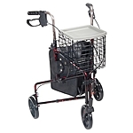 Drive Medical 3 Wheel Walker Rollator with Basket Tray and Pouch, Flame Red - $77.99